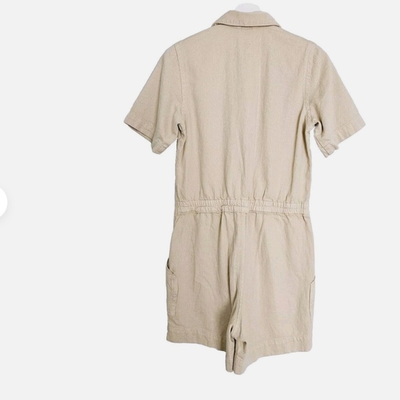 Everlane Denim Khaki Short Coverall Romper Full Zip - Picture 4 of 11